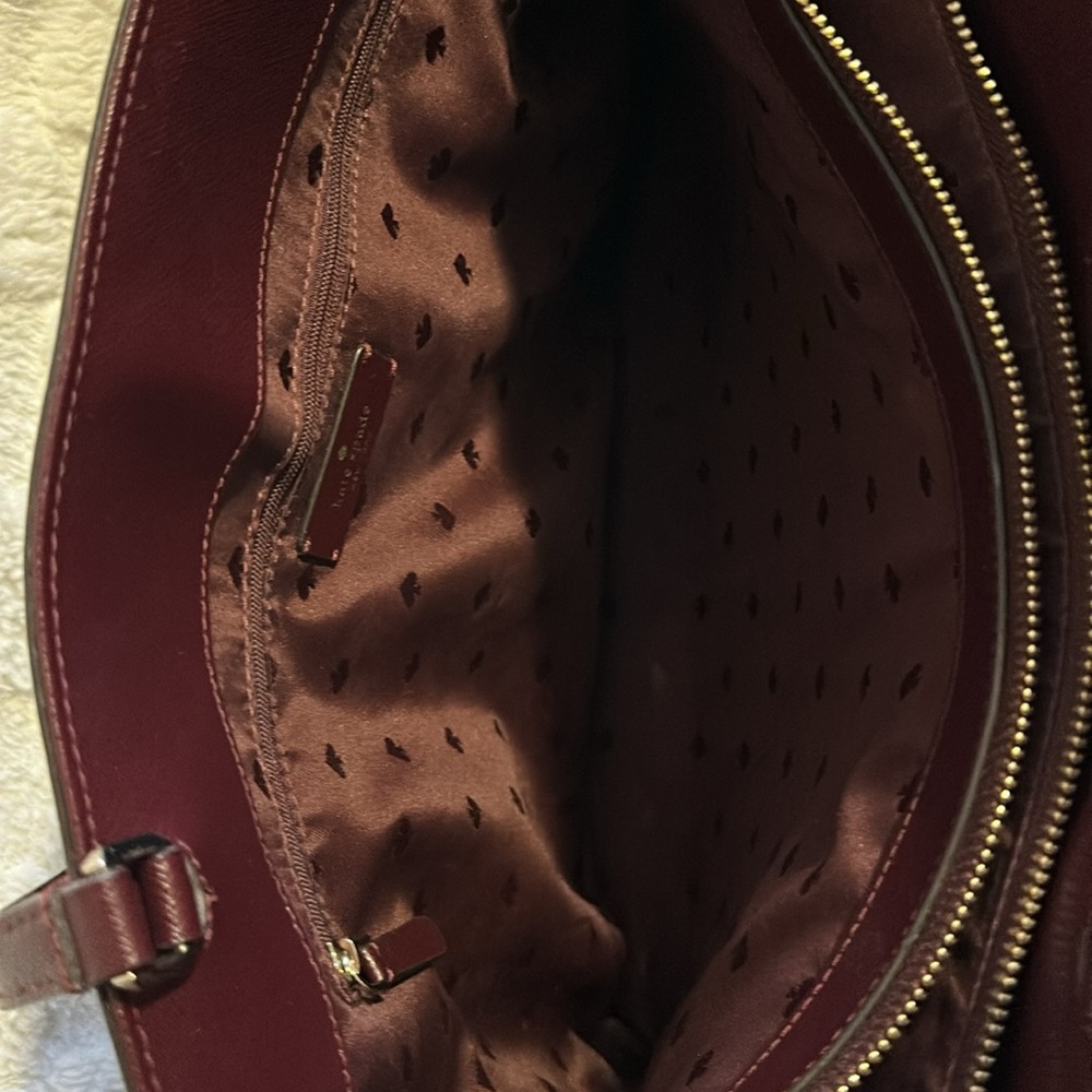 Kate Spade Staci Laptop Shoulder Tote Purse Burgundy with Matching Wallet - Picture 7 of 9